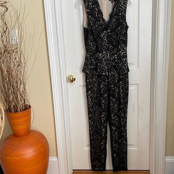 Marchesa Voyage black cream elegant jumpsuit - Picture 1 of 10